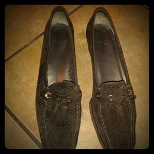 Stuart Weitzman size 10 Loafer Brown Suede wedges